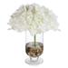 Primrue Lentz Hydrangea Floral Arrangement or Centerpiece in Vase Natural Fibers, Glass in White | 12 H x 8 W x 8 D in | Wayfair