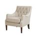 Armchair - Red Barrel Studio® Sadia 31.75" Wide Tufted Armchair Wood/Polyester/Fabric in White/Brown | 33.5 H x 31.75 W x 29.13 D in | Wayfair