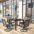 Wildon Home® Blaza Square 4 - Person 37.8" Long Outdoor Dining Set Metal in Black | 37.8 W x 37.8 D in | Wayfair ABED525CA5584DB7909F44C5A8F035FD