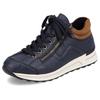 Sneaker RIEKER, Damen, Gr. 41, blau (blau, braun), Synthetik, sportlich, Schuhe, mit weichem Schaftrand, Freizeitschuh, Halbschuh, Schnürschuh