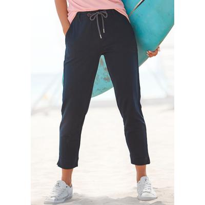 7/8-Hose ELBSAND "Ivalo", Damen, Gr. S (36), N-Gr, blau (marine), Sweatware, Obermaterial: 95% Baumwolle, 5% Elasthan, unifarben, casual, figurumspielend 7/8-Länge, Hosen, aus Sweatware, Jogginghose, Relaxhose, Freizeitlook, Topseller Image
