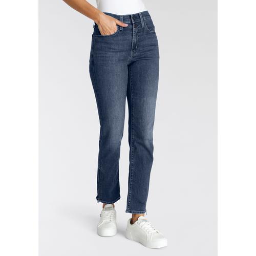 "5-Pocket-Jeans LEVI'S ""724 BUTTON SHANK"" Gr. 32, Länge 32, blau (all zipped up) Damen Jeans 5-Pocket-Jeans mit Reisverschlussdetail am Saum"