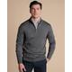 Men's Merino Zip Neck Wool Jumper - Grey, Medium by Charles Tyrwhitt