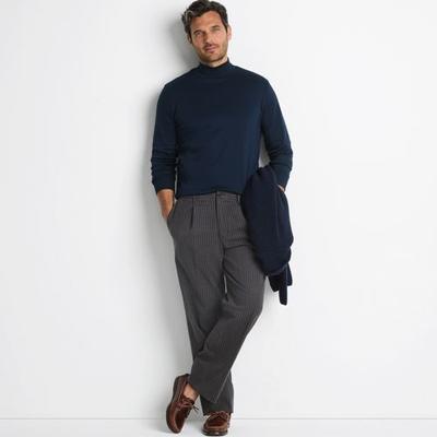 Supima Jersey Polo Neck, Men, size: 46-48, regular, Blue, Cotton, by Lands' End