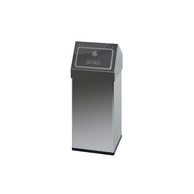 PROREGAL Eckiger Edelstahl Abfallbehälter Haiti mit Push-Deckel | 55 Liter, HxBxT 77x30x30cm | Silber Image