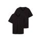 TOM TAILOR Herren Basic T-Shirt im Doppelpack mit V-Ausschnitt, schwarz, Uni, Gr. XXL