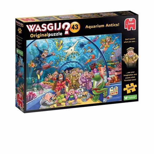Jumbo 1110100020 - Wasgij Original 43, Aquarium Antics! Sea Life!, Comic-Puzzle, 1000 Teile - Jumbo Spiele