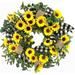 24 Inch Sunflower Wreath with Buffalo Plaid Foliage on Grapevine Summer Front Door Wreath Large Traditional Mesh Burlap Wreath for Front Door Window Home Farmhouse Christmas Decor