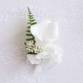 White Calla Lily And Rose Cascading Bride Bouquet Waterfall Wedding Flower - Lily Rhinestone Jewelry Brooches And Ribbon DÃ©cor (White Wrist Corsage)