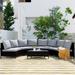 Leisure Zone 5 Pieces Half-Moon Wicker Sofa Set with Tempered Glass Table