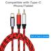 Naierhg Portable Aluminum Alloy Type C to 2 RCA Audio Cable Connector Adapter Red-Black*