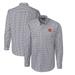 Men's Cutter & Buck Charcoal Cincinnati Bengals Throwback Logo Easy Care Stretch Gingham Big Tall Long Sleeve Button-Down Shirt