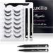 Luxillia (Clear + Black) Magnetic Eyeliner with Eyelashes Kit - Free Applicator Tool 8D Most Natural Look Eyelash No Magnets Needed - Best Reusable False Eye Lash Waterproof Liner Pen and Lashes