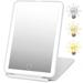 Rechargeable Travel Makeup Mirror 60 LED Lighted Makeup Mirror Travel Mirror Compact Slim LED Vanity Mirror with Lights Lighted Makeup Mirror with 3 Lighting Modes Dimmable Touch Screen (White)