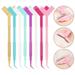 Ruanlalo Eyelash Picker Stick 100Pcs Grafting Eyelashes Tool Convenient Mini Multifunctional 3-in-1 Safe Makeup Accessory Plastic Y Type Eyelash Picker Wand for Novice