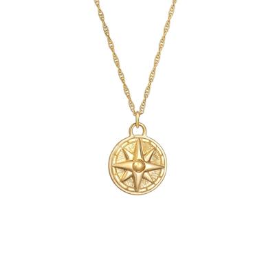 Elli Windrose Kompass Anhänger 925 Silber goldfarben Damen Image