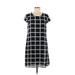 Lark & Ro Casual Dress - Shift: Black Grid Dresses - Women's Size Medium