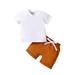 Rovga Summer Toddler Boys Outfits Clothing Solid Color Short Sleeved T Shirt Solid Color Shorts Two Piece Set