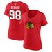 Women's Fanatics Branded Connor Bedard Red Chicago Blackhawks 2023 NHL Draft Authentic Stack Player Name & Number V-Neck T-Shirt