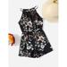 Sleeveless Girls Halter Neck Floral Print Jumpsuit S221904X Multicolor 8Y(50IN)