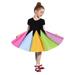 Oalirro Girls Dresses Short Sleeve Rainbow Dress for Girls Round Neck Mid-Calf ï¼ˆ4-5Years) Black