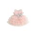 Huakaishijie Kids Girls Sleeveless Bow Mesh Tulle Tutu Princess Dress Wedding Birthday Party Evening Prom Dress