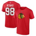 Men's Fanatics Branded Connor Bedard Red Chicago Blackhawks 2023 NHL Draft Authentic Stack Player Name & Number T-Shirt