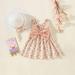 Herrnalise Toddler Baby Girl Summer Dress Sleeveless Crew Neck SunDress Floral Print Bowknot Pullover Beach Dress One Piece Outfits Pleated Short Dressesï¼ˆ1-4Yï¼‰Pink