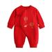 Baby Girl Boy Calendar Chinese New Year Onesie Kimono Tang Suit Red Long Sleeve Romper Jumpsuit Outfits Baby Rompers Boy Long Sleeve Romper Baby Boy