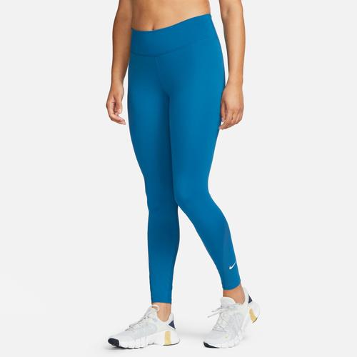 „Trainingstights NIKE „“ONE WOMEN’S MID-RISE / MESH-PANELED LEGGINGS““ Gr. L (40), N-Gr, blau (industrial blue, white) Damen Hosen Yogahosen“