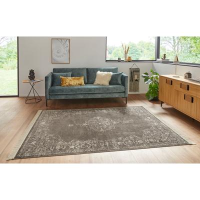 Teppich HANSE HOME "Orient Vintage Medaillon" Gr. 2, braun (dunkelbraun, taupe), B:95cm H:5mm L:140cm, Viskose, Teppiche, Fransenteppich, Orientalisch mit Fransen, Orient, Wohnzimmer, Schlafzimmer, Esszimmer Image