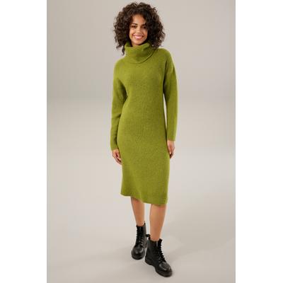Strickkleid ANISTON CASUAL, Damen, Gr. 34, N-Gr, grün (moosgrün), Strick, Obermaterial: 74% Polyacryl, 23% Nylon, 3% Elasthan, unifarben, modisch, figurumspielend knieumspielend, Langarm Strickbündchen, Kleider, mit halsfernem Rollkragen Image