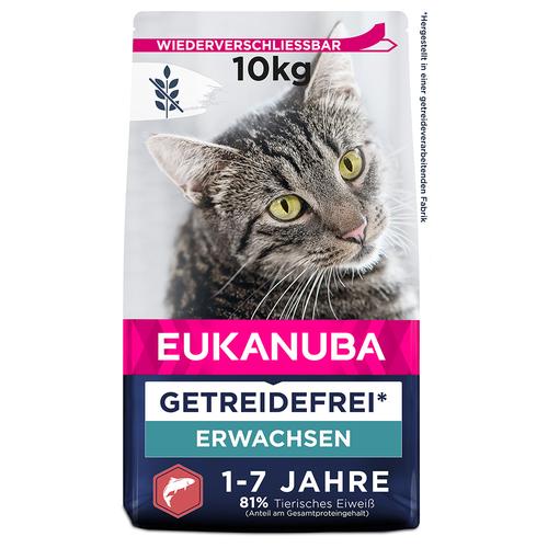10kg Eukanuba Adult Grain Free Reich an Lachs Katzenfutter trocken