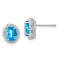 925 Sterling Silver Polished Post Earrings Blue Topaz and Diamond Earrings Measures 11x9mm Wide Jewelry Gifts for Women