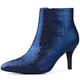 Allegra K Women's Pointed Toe Sparkly Stiletto Heels Ankle Boots Blue 6 UK/Label Size 8 US