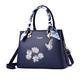 NICOLE & DORIS Womens Bags Handbags Fashion Embroidery Handbag Designer Top Handle Bag Ladies Shoulder Bags PU Leather Crossbody Bag Satchel Clutch Bags Blue