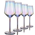 CUKBLESS Red Wine Glasses Set of 4, 20oz Iridescent Hand Blown Wine Glasses, Long Stem Red or White Wine Glasses, Perfect for Birthday, Wedding