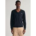 V-Ausschnitt-Pullover GANT "Classic Cotton V-Neck" Gr. L, blau (evening blue) Herren Pullover V-Ausschnitt-Pullover