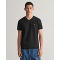 T-Shirt GANT "SLIM SHIELD V-NECK T-SHIRT" Gr. M, schwarz (black) Herren Shirts T-Shirts