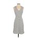 Banana Republic Casual Dress - Sheath V Neck Sleeveless: Ivory Chevron/Herringbone Dresses - Women's Size 00 Petite