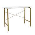 Teamson Home 40" Bella Modern Wooden Home Office Computer Desk With White Faux Marble Top And Brass Metal Frame