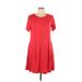 Casual Dress - A-Line Scoop Neck Short sleeves: Red Print Dresses - Women's Size Large