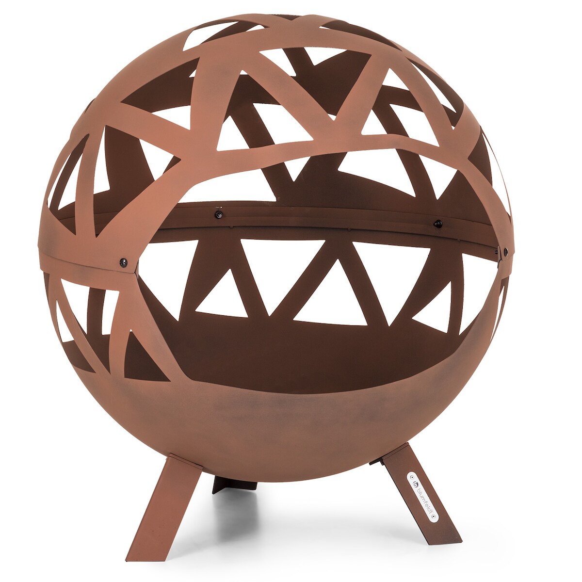 Blumfeldt Colima Feuerschale Ø 66 cm Kugelform mit Holzkohlerost & Ascheschale geometrisch Rost Image