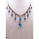 R & Swarovski Bib Necklace, Crystal Copper Chain, Blue Gift For Her