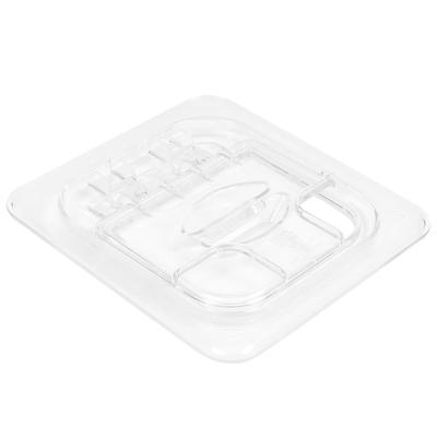 Cambro 60CWLN135 Camwear FlipLid Food Pan Cover - 1/6 Size, Notched, Hinged, Clear
