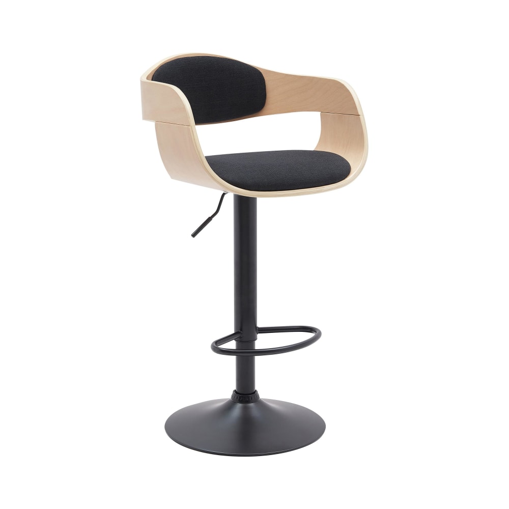 Tabouret de bar ajustable pivotant tissu Nature / Noir