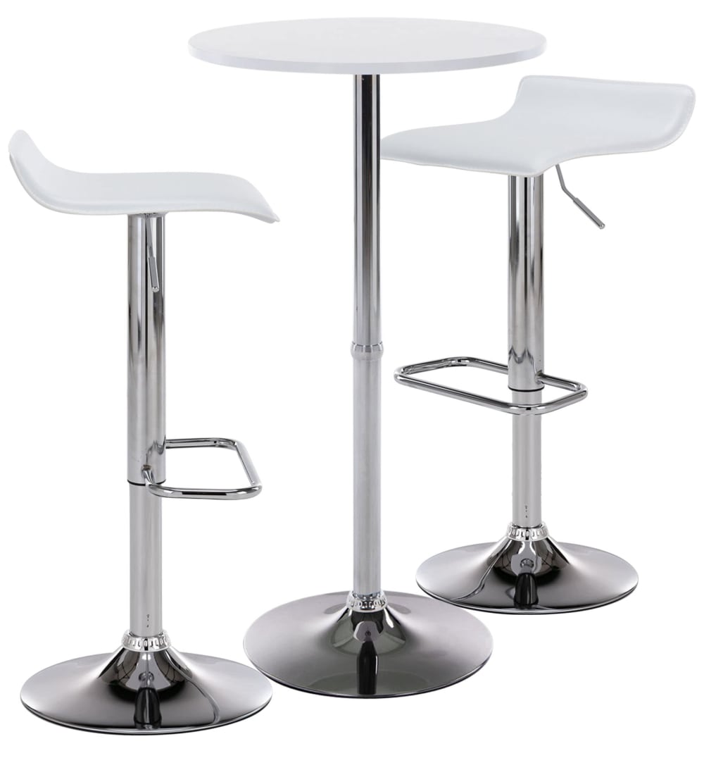 Ensemble table et tabourets de bar 2 personnes en similicuir Blanc