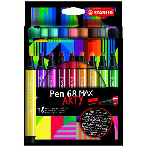 STABILO Pen 68 MAX – ARTY – 18er Pack – mit 18 verschiedenen Farben