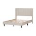 Luxurious and Elegant: Beige Velvet Upholstered Bed Frame with Vertical Channel Tufted Headboard - Modern Design