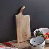 Cleaver Cutting Board with Leather Handle - 7''W x 0.5''D x 15.5''H